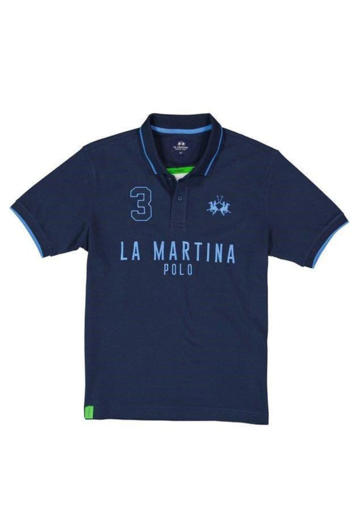 La Martina Polo Ricamo e Numero Logo Cotone Blu 1