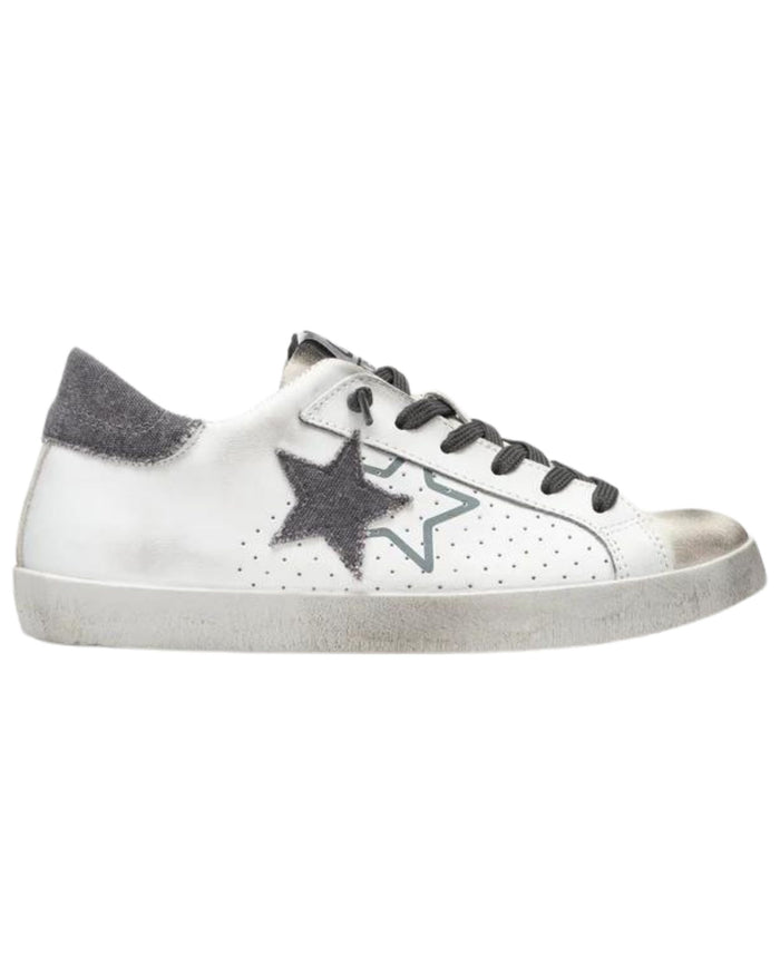 2Star Sneakers Low in Pelle Effetto Used Bianco 1