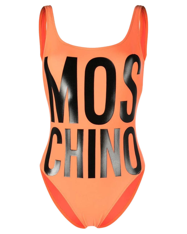 Moschino Swim Costume Intero Scritta Moschino Maxi Arancione