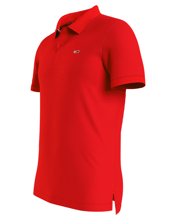 Tommy Jeans Polo Logo Fronte Cotone Rosso-2