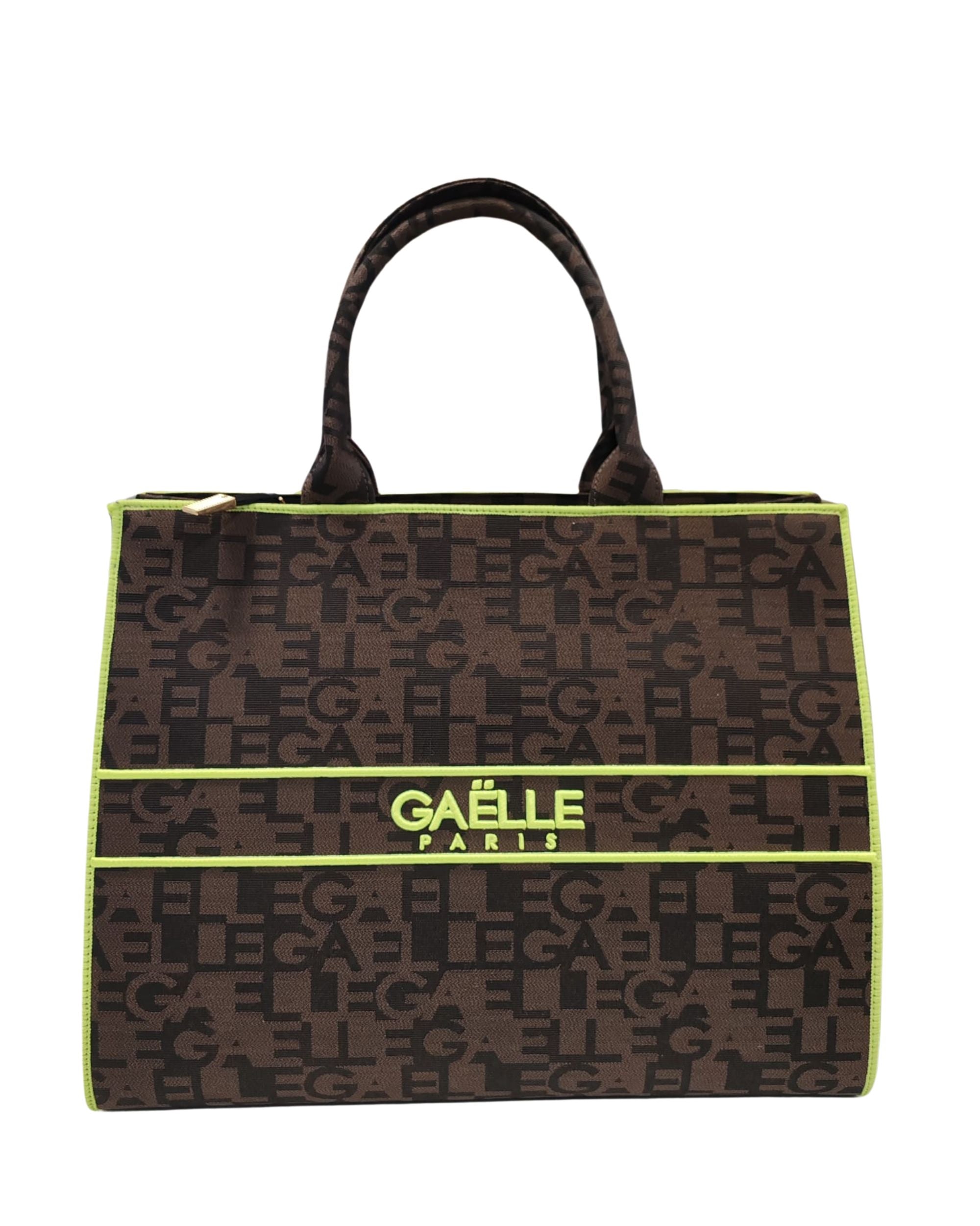 Gaelle Borsa Shopper In Ecopelle Con Stamoa Logo All Over Marrone