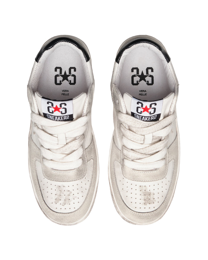 2Star Sneakers Padel Pelle Bianca con Dettagli Ghiaccio/Neri 4