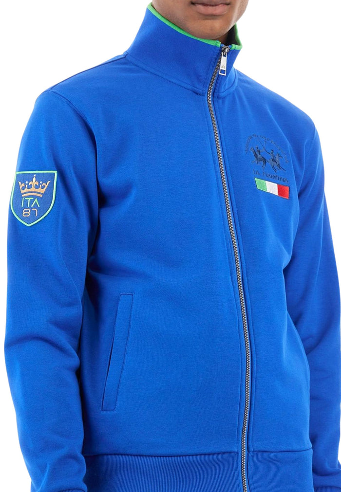 La Martina Felpa Full Zip Italy Flag Cotone Blu 2