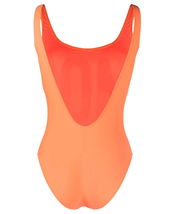 Moschino Swim Costume Intero Scritta Moschino Maxi Arancione-2