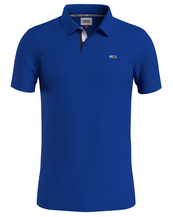Tommy Jeans Polo Logo Fronte Cotone Blu