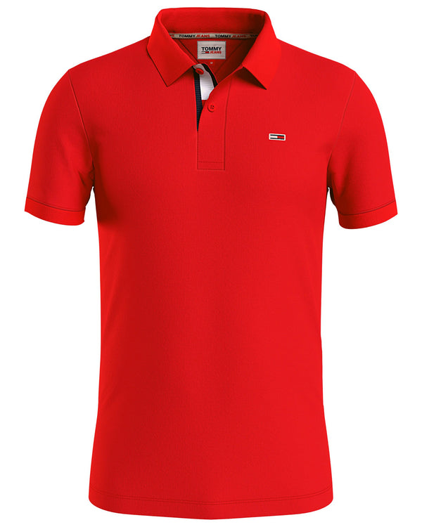 Tommy Jeans Polo Logo Fronte Cotone Rosso