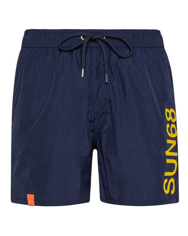 Sun68 Pantaloncini da Mare Macro Logo Blu