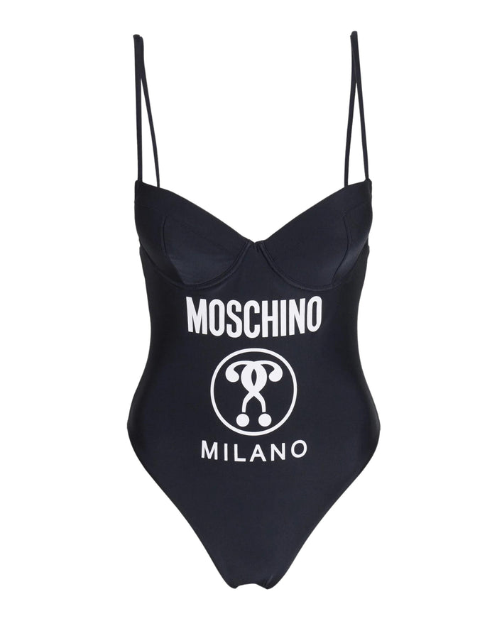 Moschino Swim Costume Intero Logo Milano con Ferretto Nero 1