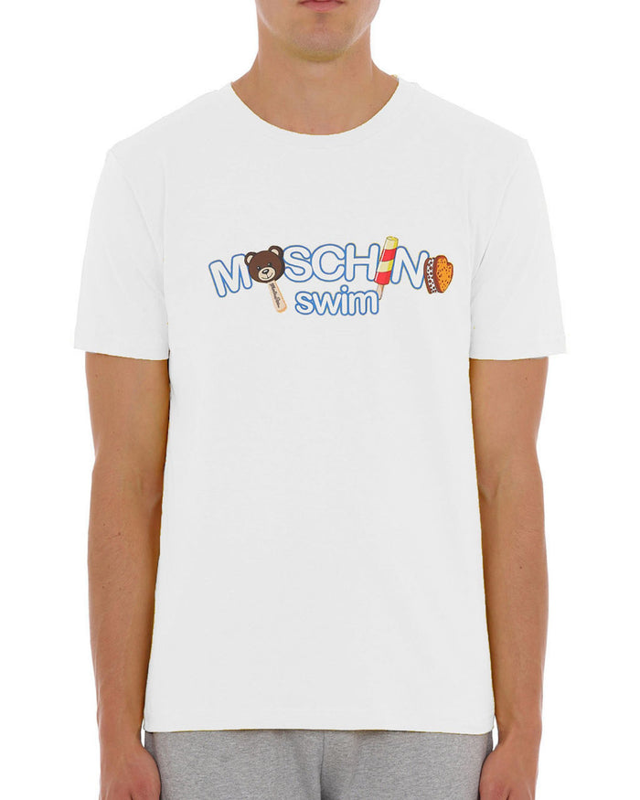 Moschino Swim T-Shirt Icecream Logo Cotone Bianco 1