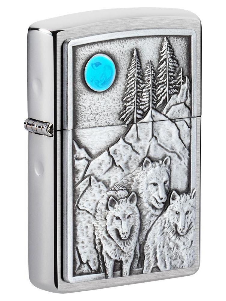 Zippo Accendini Unisex 49295 Argento Lupi Wolf placca Lupo Limited