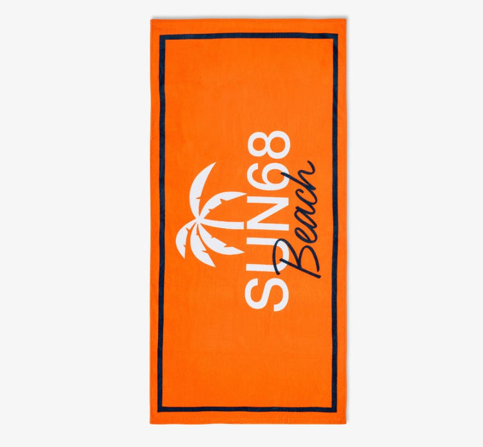 Sun68 Telo Mare Big Towel Logo Cotone Arancione 1