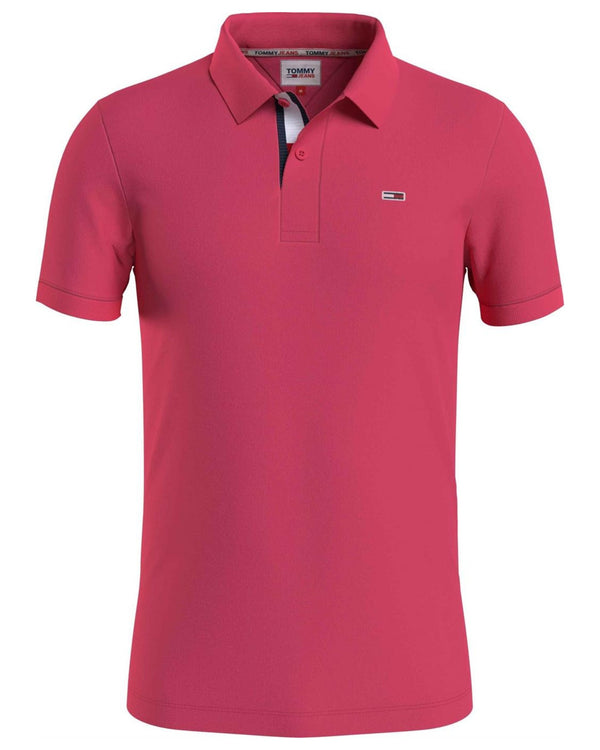 Tommy Jeans Polo Logo Fronte Cotone Rosa