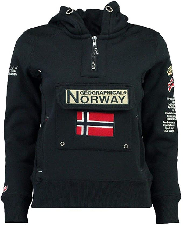Geographical Norway Hoodie Con Cappuccio Blu Donna