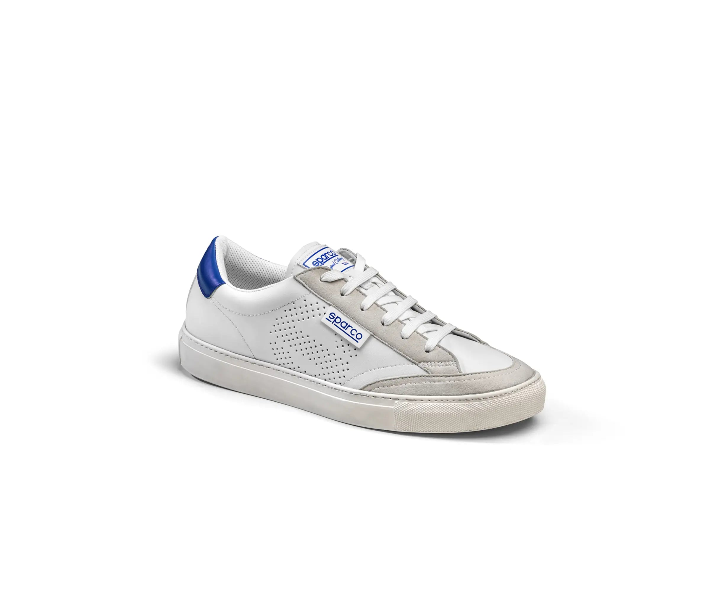 Sparco Scarpa S-Time Sneaker Casual in Ecopelle Bianco Azzurro Uomo