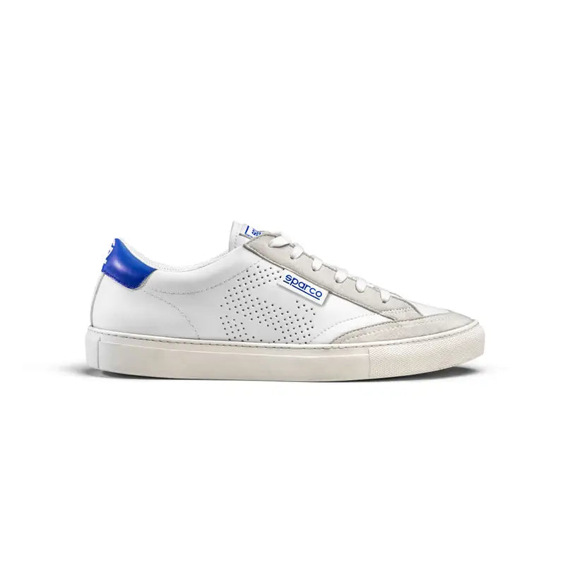 Sparco Scarpa S-Time Sneaker Casual in Ecopelle Bianco Azzurro Uomo