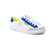Sparco Scarpa S-Time Sneaker Casual in Ecopelle Bianco Azzurro Giallo Fluo Uomo