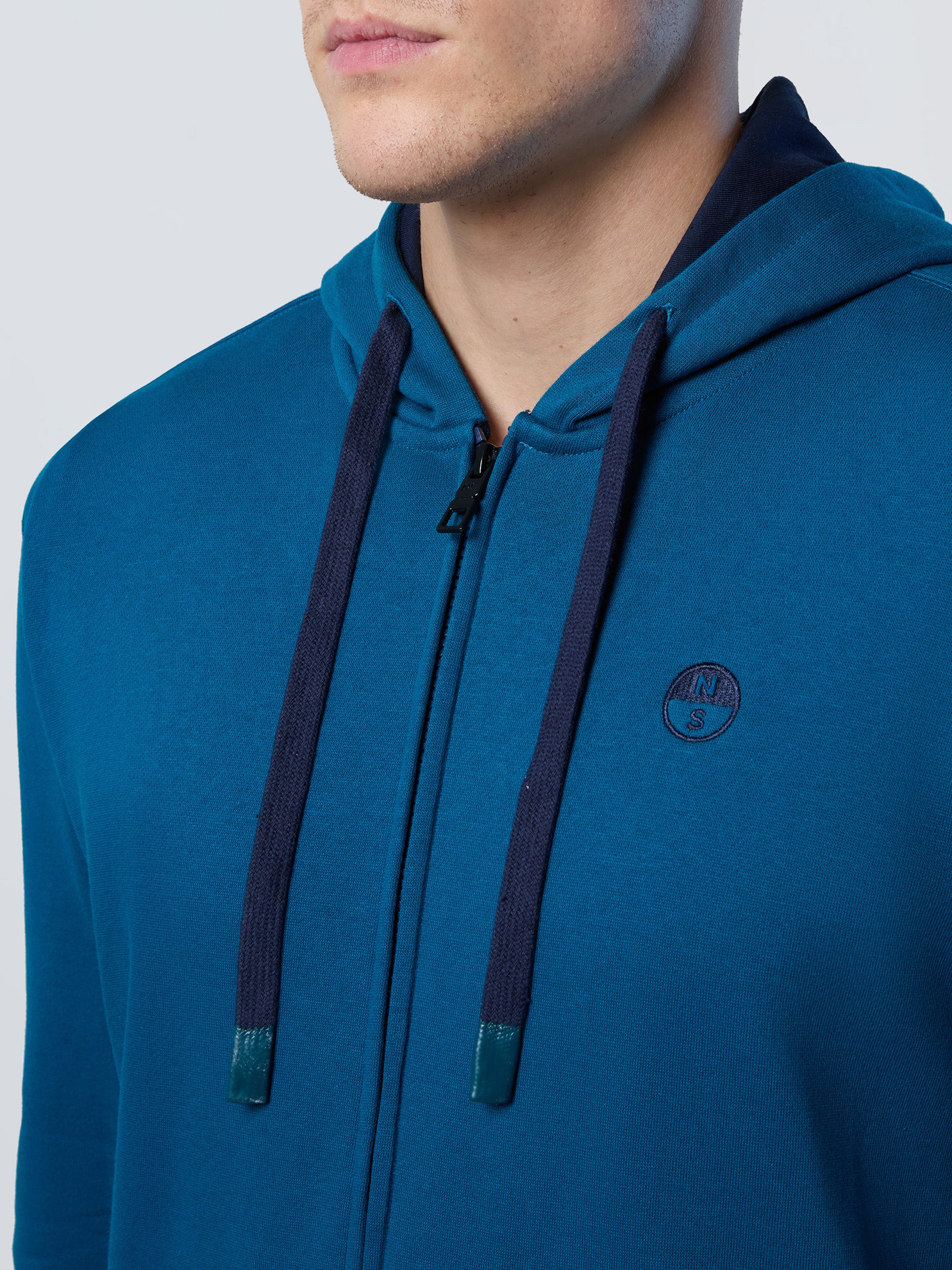North Sails Felpa manica lunga Hoodie cappuccio full zip 691260 blu 0459