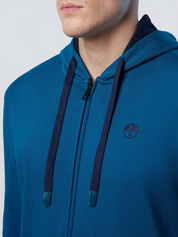 North Sails Felpa manica lunga Hoodie cappuccio full zip 691260 blu 0459
