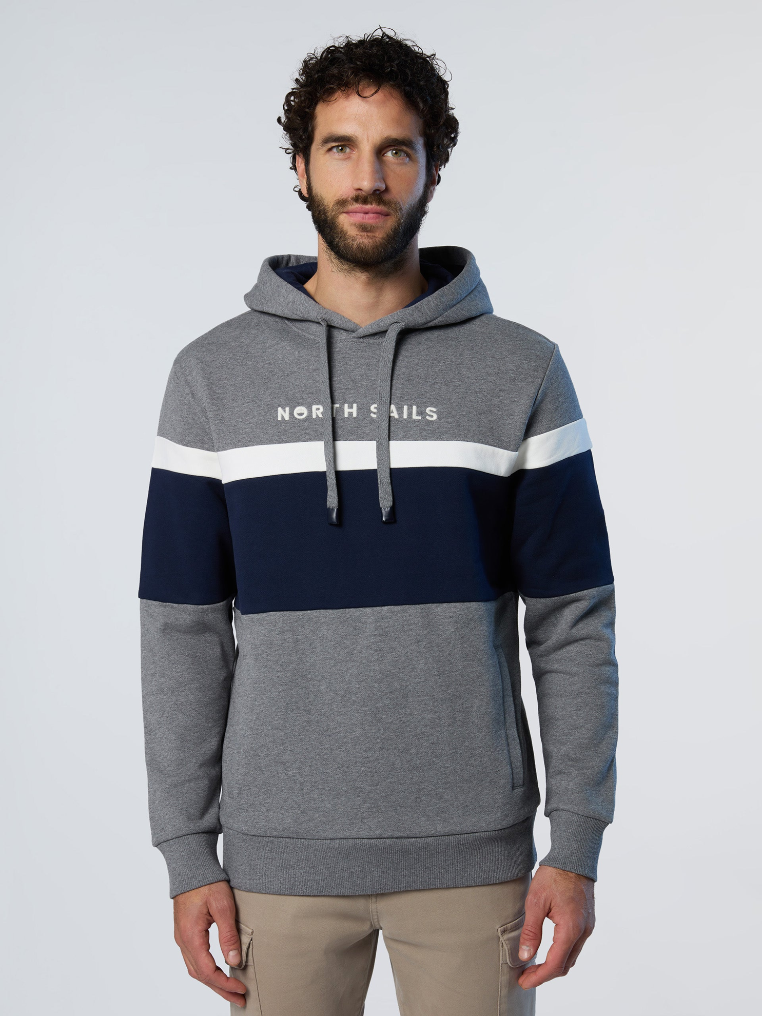 North Sails Felpa manica lunga Hoodie cappuccio full zip 691263 grigio scuro 0928