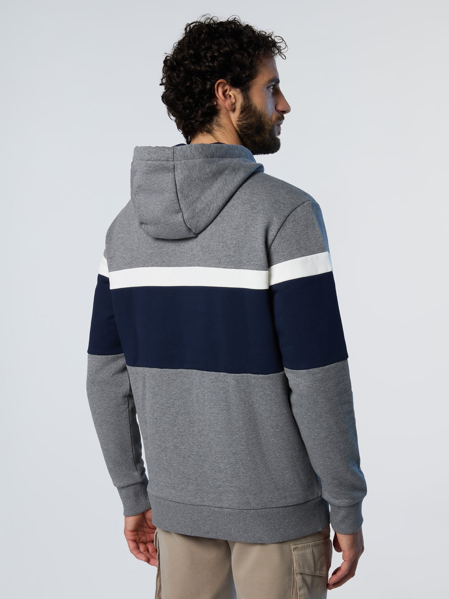 North Sails Felpa manica lunga Hoodie cappuccio full zip 691263 grigio scuro 0928