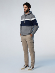 North Sails Felpa manica lunga Hoodie cappuccio full zip 691263 grigio scuro 0928