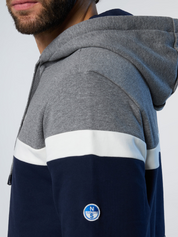 North Sails Felpa manica lunga Hoodie cappuccio full zip 691263 grigio scuro 0928