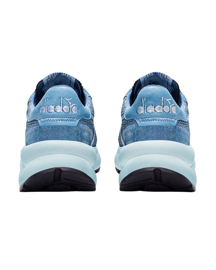 Diadora Heritage Sneaker Low Mercury Elite Dip-Dye in Pelle Azzurro Tie-Dye 3