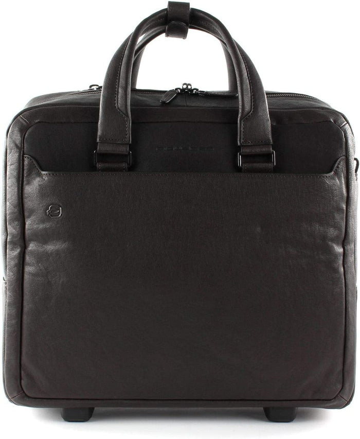 Piquadro Briefcase Trolley PC Holder Ipad 10.5 Inch Suitcase Black Square Brown Men 2