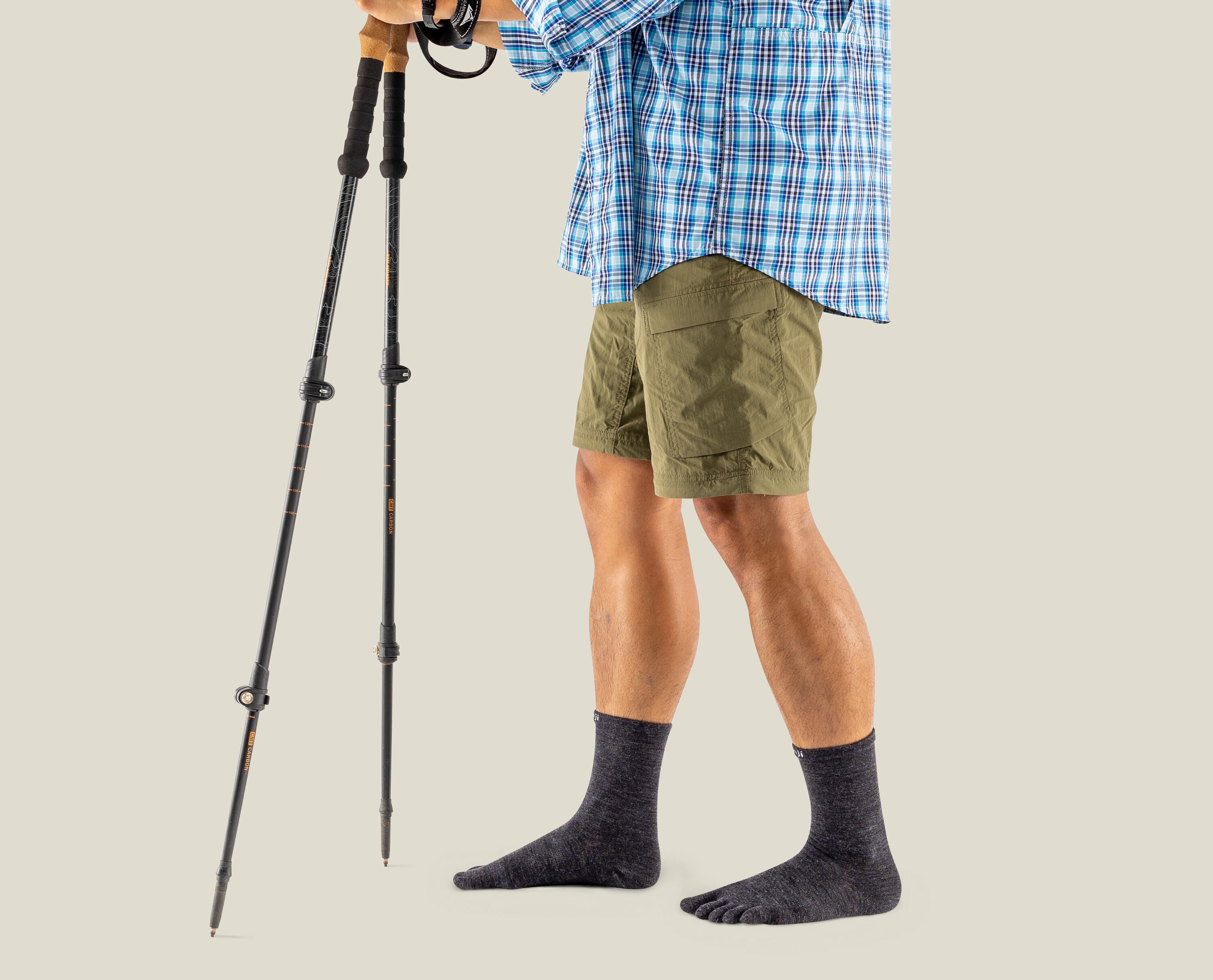 Injinji calze 5 dita da corsa Liner Crew Wool 060670 lana merino ardesia