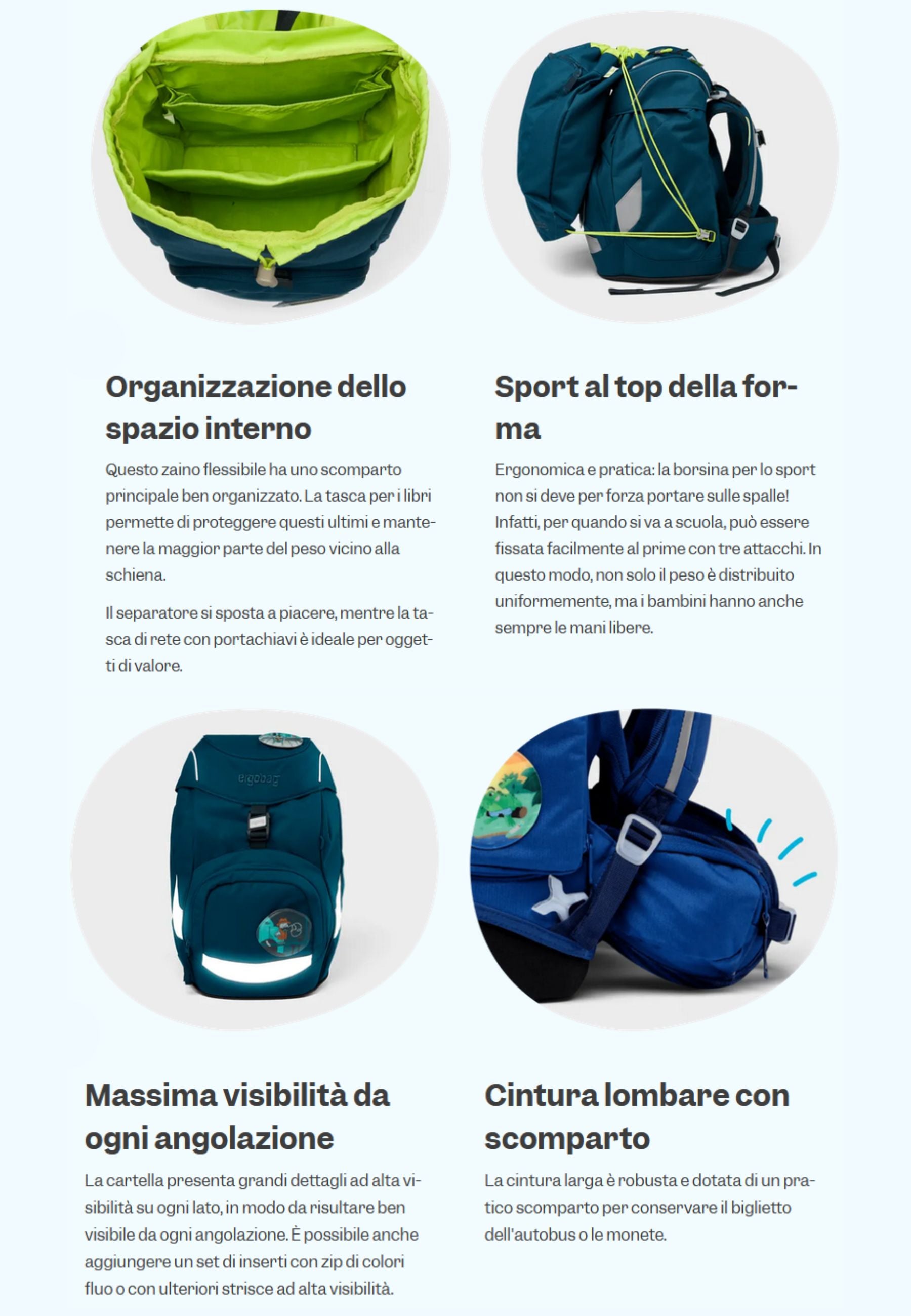 Ergobag Ergonomico Personalizzabile Eco Resistente Acqua Sporco Viola Bambino