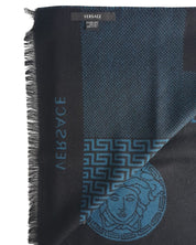 Versace Stole Pashmina Wool Blue