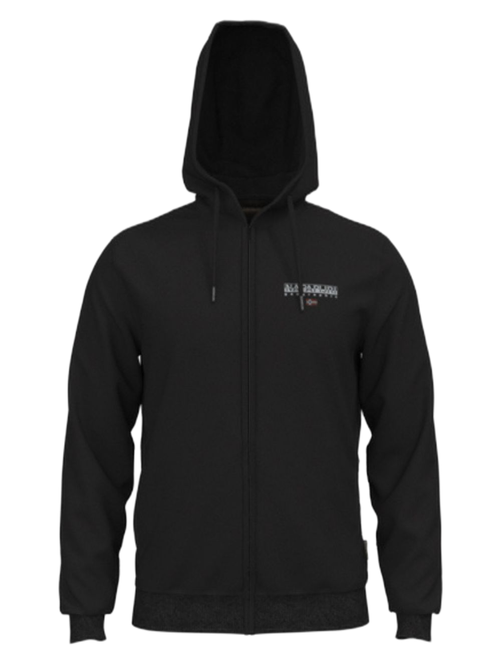 Napapijri Felpa B-Ayas Full Zip con Cappuccio e Logo Bandiera Cotone Nero