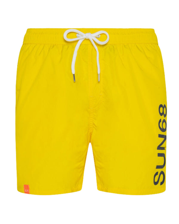 Sun68 Swim Pant Macro Logo Giallo