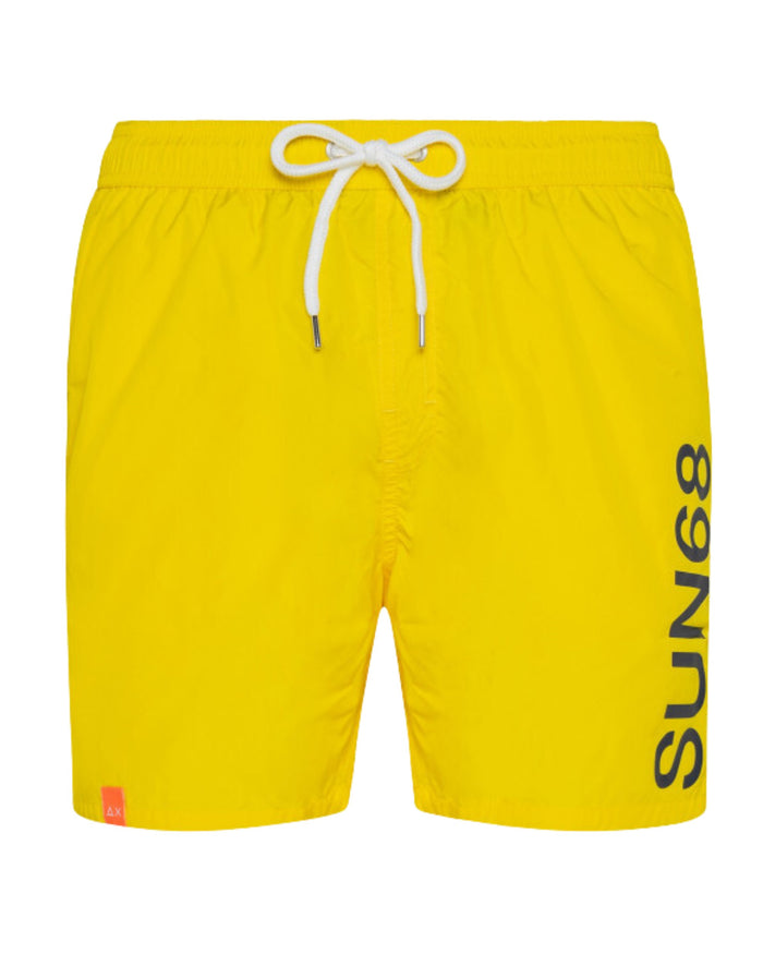 Sun68 Swim Pant Macro Logo Giallo 1