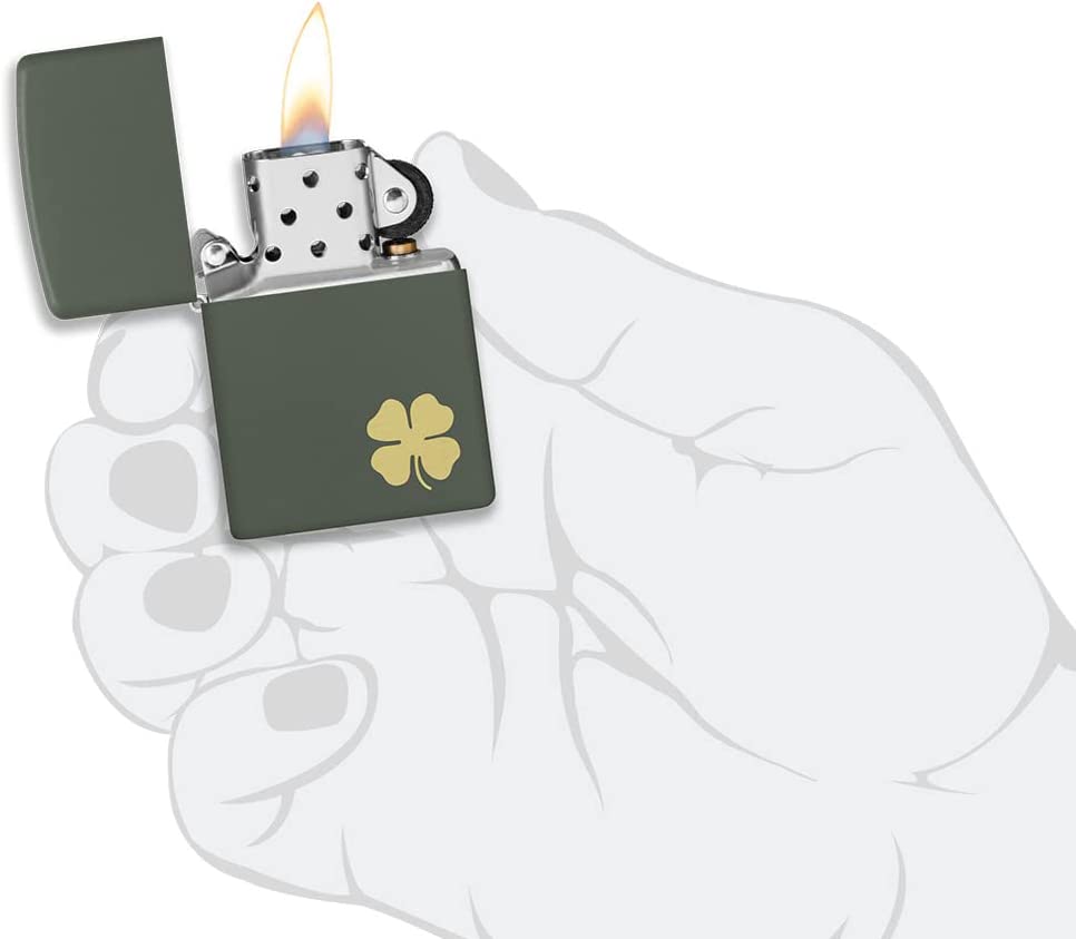 Zippo Accendino Antivento Four Leaf Clover Quadrifoglio Verde Unisex 49796