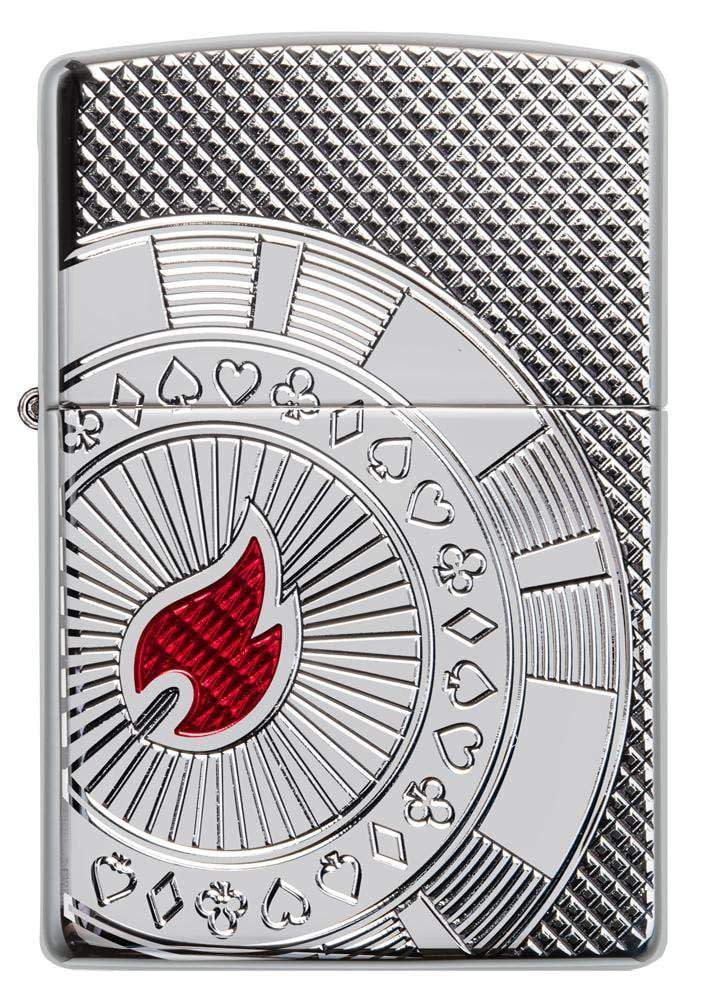 Zippo Accendino Versione Speciale Poker Chip Gioco Cromo Argento Unisex