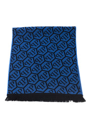 Philipp Plein Stola Logo All Over Blu