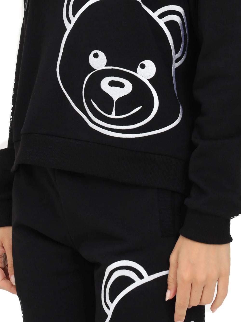 Moschino Underbear Hoodie Teddy Bear Logo Cotton Black