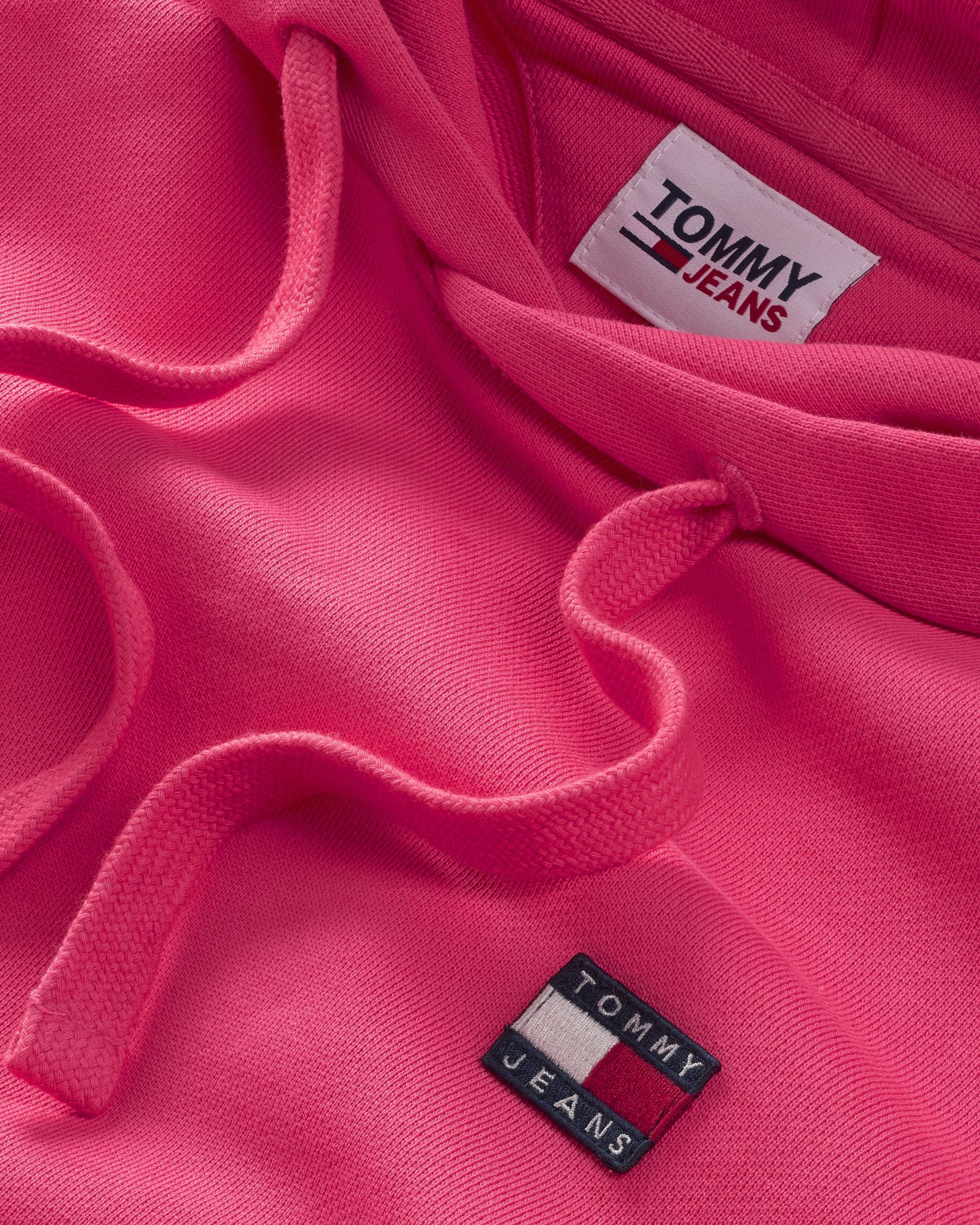 Tommy Jeans TJM Relaxed Fit Hoodie with Badge in Pink Cotton