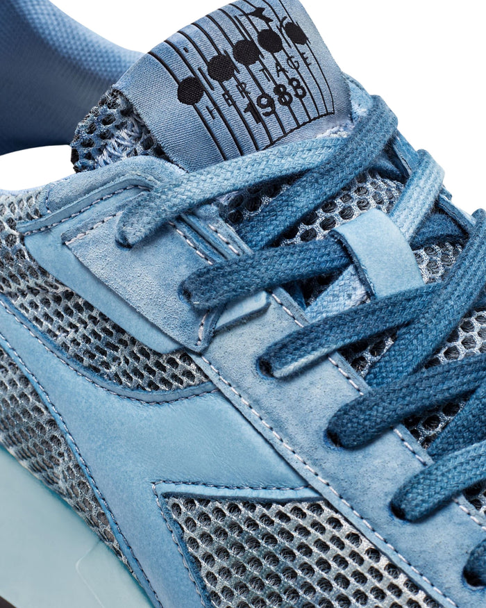 Diadora Heritage Sneaker Low Mercury Elite Dip-Dye in Pelle Azzurro Tie-Dye 5