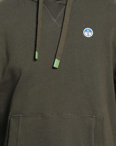North Sails Felpa manica lunga girocollo Hoodie cappuccio e tasca frontale 691084 forest verde