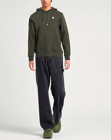 North Sails Felpa manica lunga girocollo Hoodie cappuccio e tasca frontale 691084 forest verde