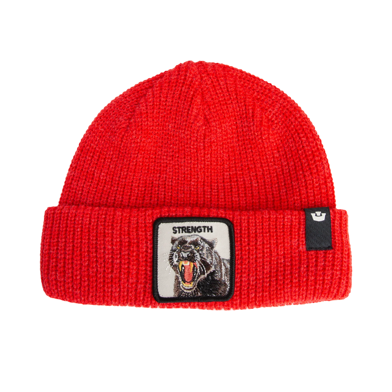 Goorin Bros. Cuffia Beanie 'Strenght' in Misto Acrilico Rosso Rush con Patch Pantera Unisex