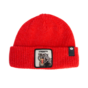 Goorin Bros. Cuffia Beanie 'Strenght' in Misto Acrilico Rosso Rush con Patch Pantera Unisex