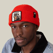 Goorin Bros. Cuffia Beanie 'Strenght' in Misto Acrilico Rosso Rush con Patch Pantera Unisex