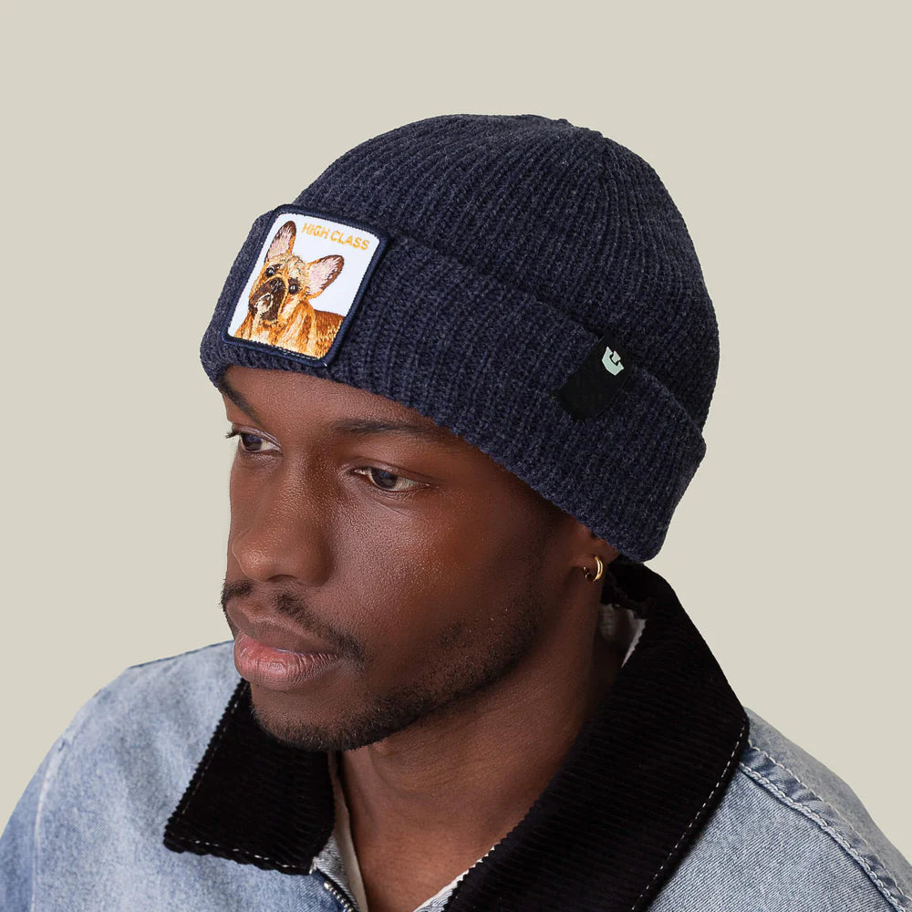 Goorin Bros. Cuffia Beanie 'High Class Dog' in Misto Acrilico Blu Galattico Unisex
