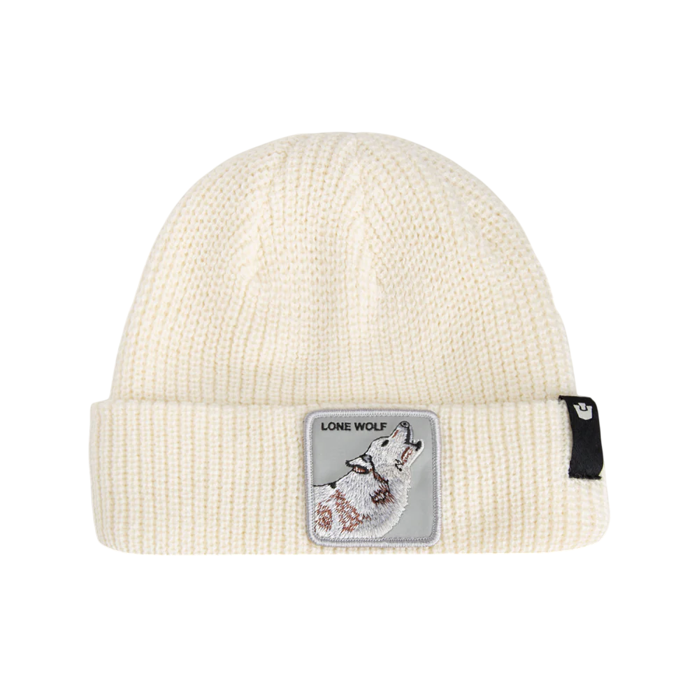 Goorin Bros. Cuffia Beanie 'The Lone Wolf' in Misto Acrilico Bianco Avorio Unisex
