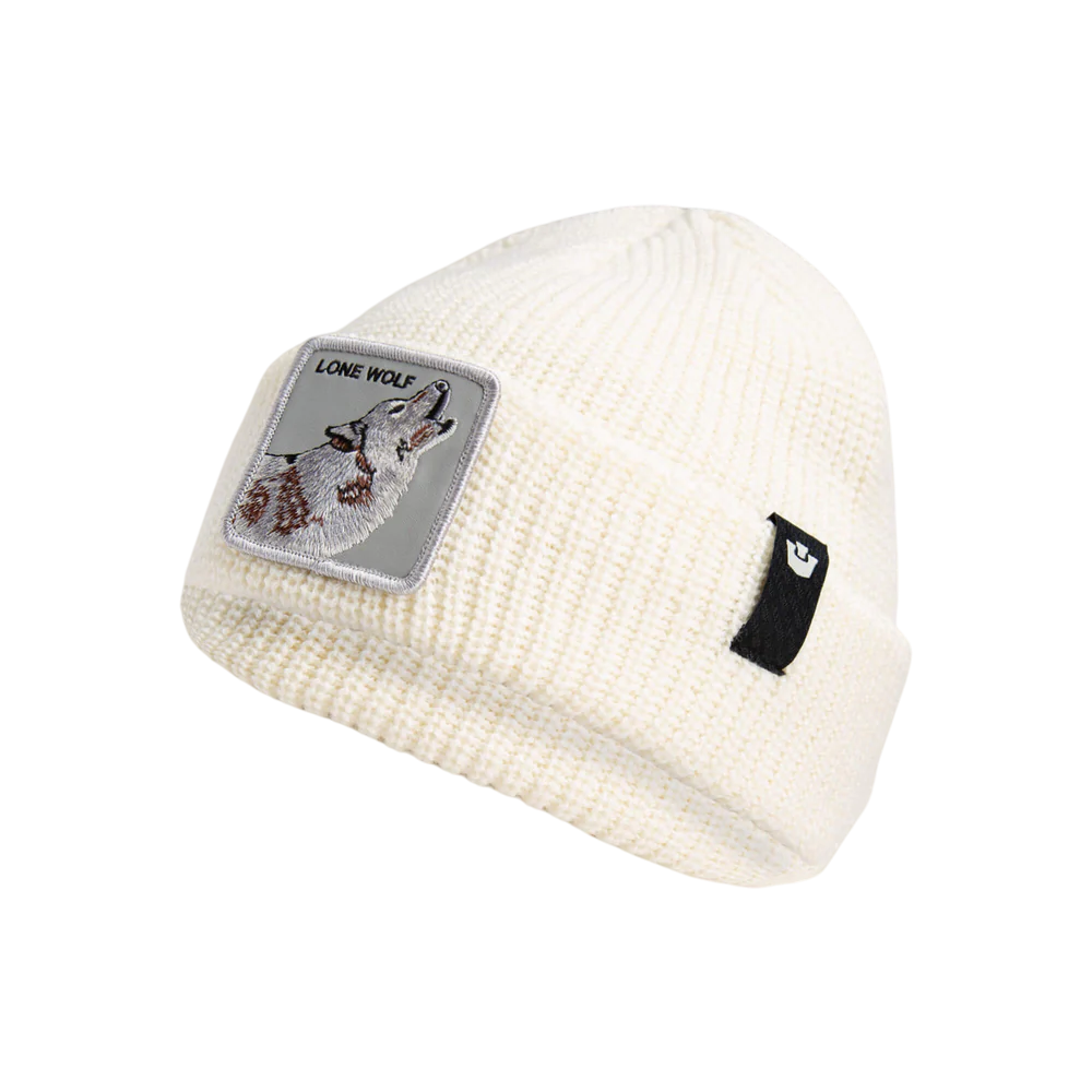 Goorin Bros. Cuffia Beanie 'The Lone Wolf' in Misto Acrilico Bianco Avorio Unisex