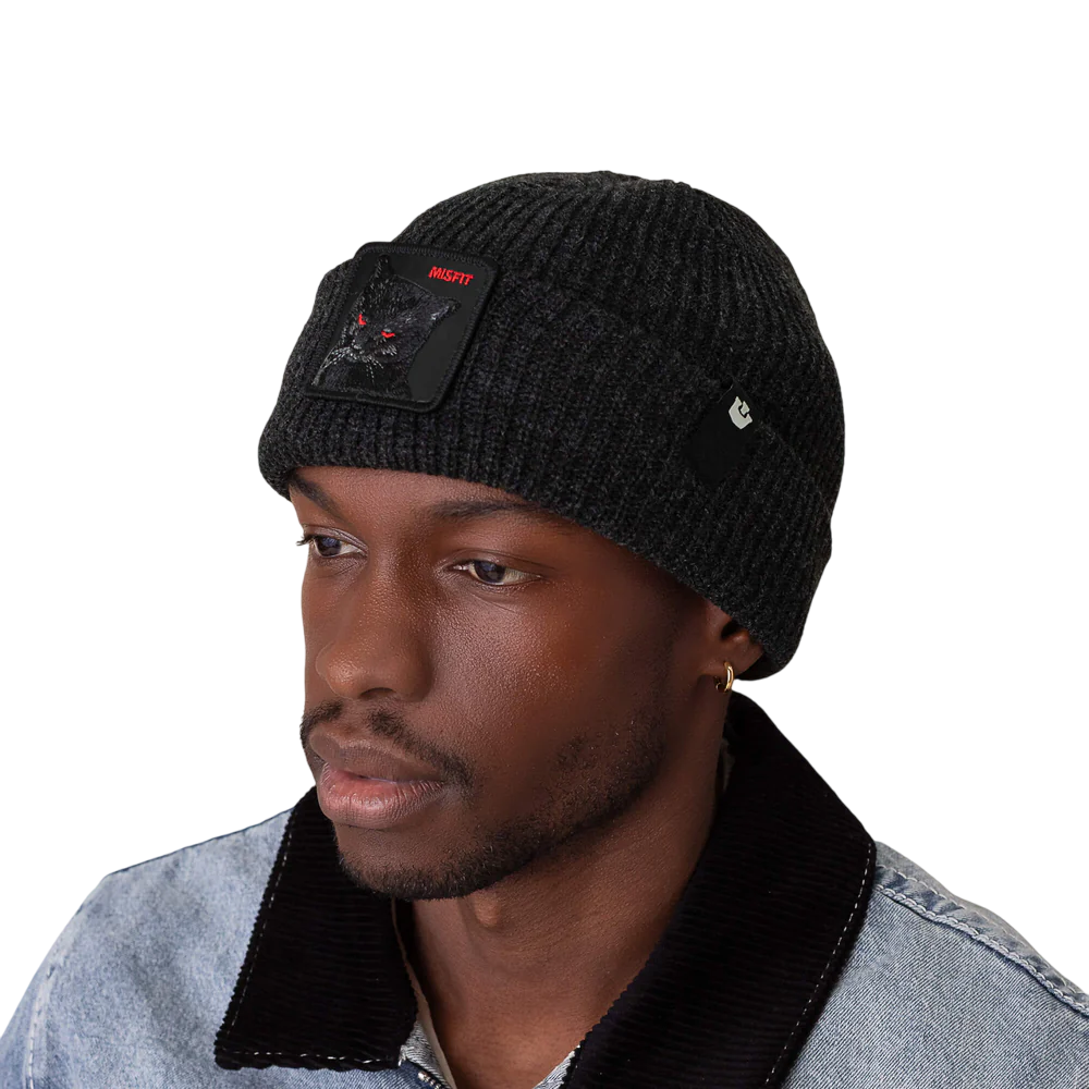 Goorin Bros. Cuffia Beanie 'Misfit Cat' in Misto Acrilico Nero Unisex