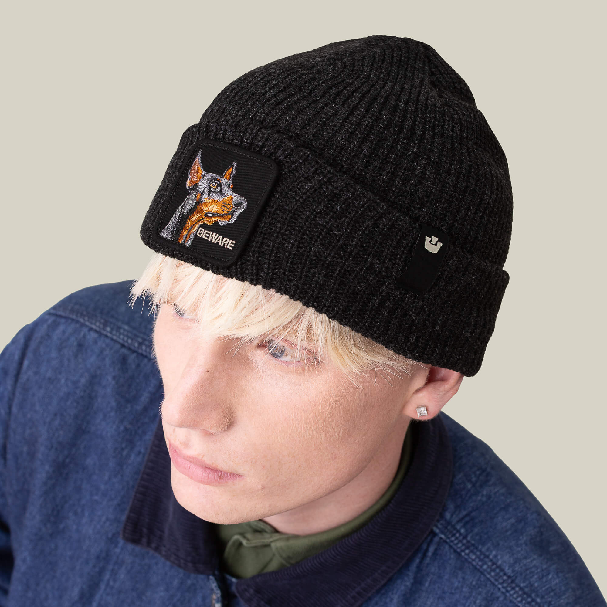 Goorin Bros. Cuffia Beanie 'Beware' Doberman in Misto Acrilico Nero Unisex